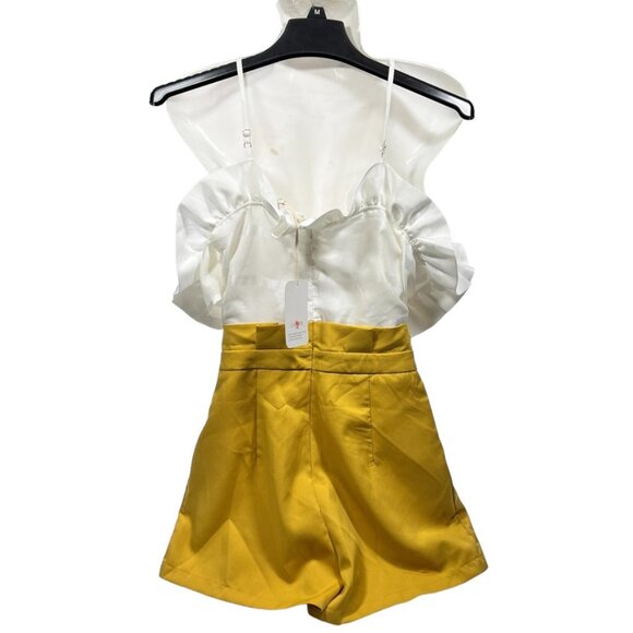 L'atiste By Amy Romper Womens‎ Size Small  White Yellow New Latiste Jumpsuit - Picture 2 of 5
